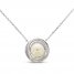 Cultured Pearl & White Lab-Created Sapphire Necklace Sterling Silver 18"