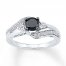 Black Diamond Ring 5/8 ct tw Round-cut 10K White Gold