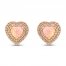 Pink Lab-Created Opal & White Lab-Created Sapphire Heart Earrings 10K Rose Gold