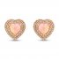 Pink Lab-Created Opal & White Lab-Created Sapphire Heart Earrings 10K Rose Gold