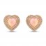 Pink Lab-Created Opal & White Lab-Created Sapphire Heart Earrings 10K Rose Gold