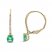 Emerald & Diamond Hoop Earrings 1/15 ct tw Oval/Round-Cut 10K Yellow Gold