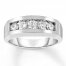 Men's Diamond Wedding Band 1 ct tw Round-cut 10K White Gold