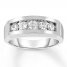 Men's Diamond Wedding Band 1 ct tw Round-cut 10K White Gold