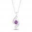 Amethyst & Diamond Necklace Sterling Silver 18"