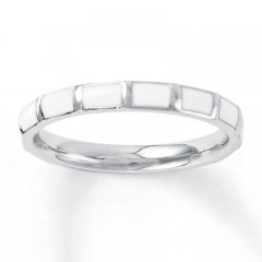 Stackable Ring White Enamel Sterling Silver