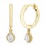 Diamond Dangle Huggie Hoop Earrings 1/4 ct tw Pear & Round-cut 10K Yellow Gold