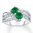 Lab-Created Emerald Ring Lab-Created Sapphires Sterling Silver