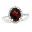 Garnet & White Lab-Created Sapphire Ring Sterling Silver