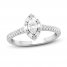 Diamond Engagement Ring 1/2 ct tw Marquise/Baguette/Round 14K White Gold