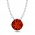 Garnet Solitaire Necklace Sterling Silver 18"