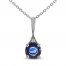 Blue Sapphire & Diamond Accent Necklace 10K White Gold 18"