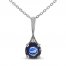 Blue Sapphire & Diamond Accent Necklace 10K White Gold 18"