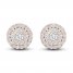 Diamond Halo Stud Earrings 1 ct tw Round-Cut 10K Rose Gold