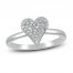 Diamond Heart Ring 1/6 ct tw Round-cut Sterling Silver