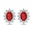 Lab-Created Ruby & White Lab-Created Sapphire Earrings Sterling Silver