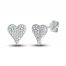 Diamond Heart Stud Earrings 1/4 ct tw Round-cut Sterling Silver