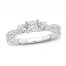 Three-Stone Diamond Engagement Ring 1 ct tw Princess/Round-Cut 14K White Gold