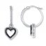 Diamond Heart Earrings 1/4 ct tw Black/White Sterling Silver