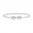 White Lab-Created Sapphire Cuff Bangle Bracelet Sterling Silver