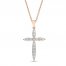 Diamond Cross Necklace 1/4 ct tw Round-cut 10K Rose Gold 18"