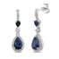 Blue & White Lab-Created Sapphire Drop Earrings Sterling Silver