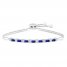 Blue & White Lab-Created Sapphire Bolo Bracelet Sterling Silver