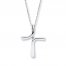 Diamond Cross Necklace 1/20 Carat Round-cut Sterling Silver