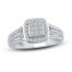 Multi-Diamond Engagement Ring 1/2 ct tw Princess/Round 10K White Gold