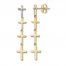 Diamond Cross Drop Earrings 1/15 ct tw Round 10K Yellow Gold