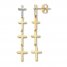 Diamond Cross Drop Earrings 1/15 ct tw Round 10K Yellow Gold