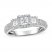 3-Stone Diamond Engagement Ring 1 ct tw Princess/Round 10K White Gold