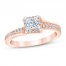 Diamond Engagement Ring 3/4 ct tw Princess/Round 14K Rose Gold