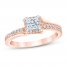 Diamond Engagement Ring 3/4 ct tw Princess/Round 14K Rose Gold