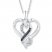 Black/White Diamond Heart Necklace 1/10 ct tw Sterling Silver