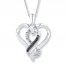Black/White Diamond Heart Necklace 1/10 ct tw Sterling Silver