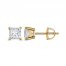Diamond Solitaire Stud Earrings 7/8 ct tw Princess-cut 14K Yellow Gold