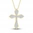 Diamond Cross Necklace 1/4 ct tw Round-cut 10K Yellow Gold 18"