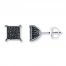 Men's Black Diamond Earrings 1/4 ct tw Round-cut 10K White Gold