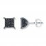 Men's Black Diamond Earrings 1/4 ct tw Round-cut 10K White Gold