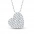 Diamond Heart Necklace 1/4 ct tw Round-cut 10K White Gold 18"
