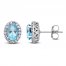 Topaz & White Lab-Created Stud Earrings Sterling Silver