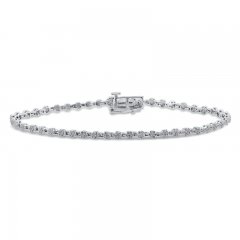 Diamond Flower Bracelet 1 ct tw Round-cut 10K White Gold