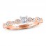 Adrianna Papell Diamond Engagement Ring 1/2 ct tw Princess/Round 14K Rose Gold