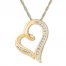 Diamond Heart Necklace 1/10 Carat tw Round-cut 10K Yellow Gold