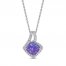 Lavender Lab-Created Opal & White Lab-Created Sapphire Necklace Sterling Silver 18"