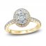 Monique Lhuillier Bliss Diamond Engagement Ring 1-1/4 ct tw Oval, Marquise & Round-cut 18K Two-Tone Gold