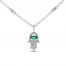 Emerald Hamsa Necklace 1/10 ct tw Diamonds Sterling Silver 18"