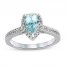 Aquamarine Engagement Ring 1/4 ct tw Diamonds 14K White Gold