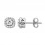 Diamond Halo Earrings 1/2 Carat tw 10K White Gold